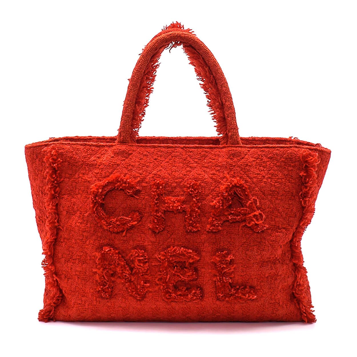Chanel - Red Quilted Tweed Giant Logo Shopping Bag